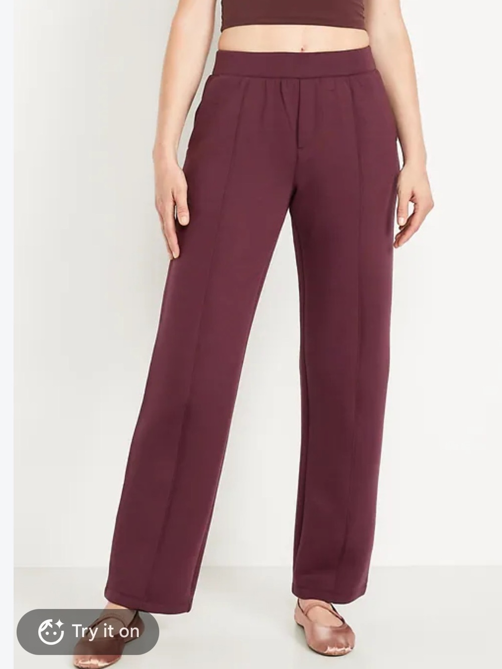 OLD NAVY WOMENS BOUNCE FLEECE HIGH RISE PURPLE PLUM TROUSER SWEATPANT LARGE